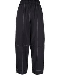 Ganni - Pantaloni Dritti Con Cuciture A Contrasto - Lyst