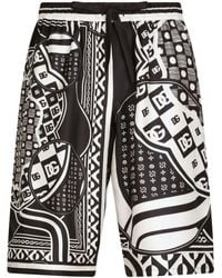 Dolce & Gabbana - Motif-print Silk Bermuda Shorts - Lyst