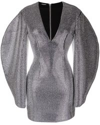 Balmain - Gem-embellished V-neck Mini Dress - Lyst