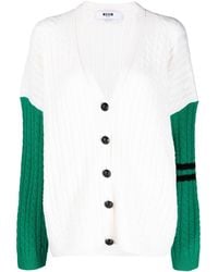 MSGM - Colour-block Cable-knit Cardigan - Lyst