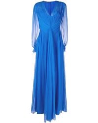 Alberta Ferretti - Bow-Detail Pleated Gown - Lyst