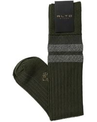 Alto Milano - Caramba Glitter-Stripe Ribbed Socks - Lyst