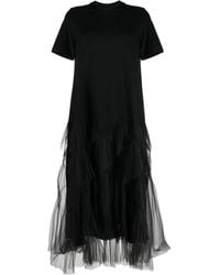 JNBY - Tulle-panel Cotton Midi Dress - Lyst