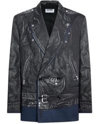 Moschino - Printed Double-Breasted Cotton Drill Jacket - Lyst