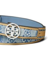Tory Burch T Monogram Denim Chain Wallet in White | Lyst display picture 3
