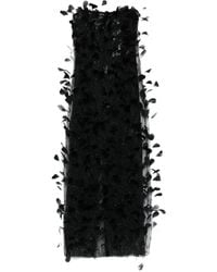Nissa - Feather-Embellished Tulle Maxi Dress - Lyst
