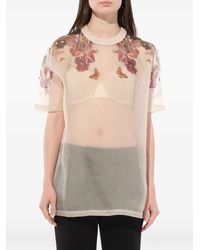 Givenchy - Floral-Print Sheer T-Shirt - Lyst