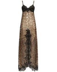 Dolce & Gabbana - Leo-Print Chiffon Slip Dress - Lyst