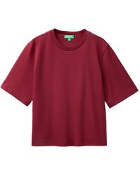 Benetton - Ribbed-Trim T-Shirt - Lyst