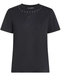 KARL LAGERFELD - Stud-Embellished Crew-Neck T-Shirt - Lyst