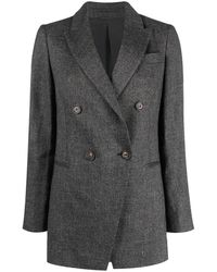 Brunello Cucinelli - Mélange-Effect Double-Breasted Blazer - Lyst