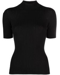 Versace - Ribbed-knit Short-sleeve Top - Lyst