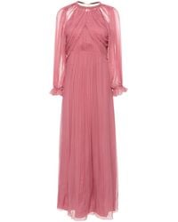Alberta Ferretti - Robe Longue En Soie À Design Plissée - Lyst