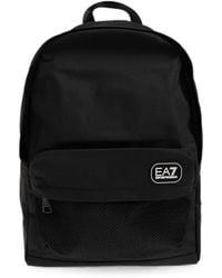 EA7 - Logo-Patch Mesh-Pocket Backpack - Lyst
