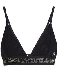 KARL LAGERFELD - Ikon 2.0 Logo-Appliqué Bikini Top - Lyst
