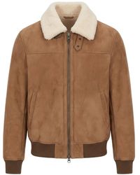 Stewart - Sean Shearling-Collar Leather Jacket - Lyst