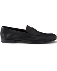 Prada - Leather Band Logo Loafers - Lyst