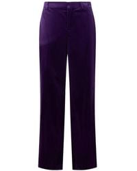 Alberta Ferretti - Straight-Leg Velvet Trousers - Lyst