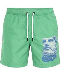 Bikkembergs - Greek Bust-Print Logo-Tape Swim Shorts - Lyst
