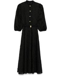 Nissa - Floral-Appliqué Midi Dress - Lyst