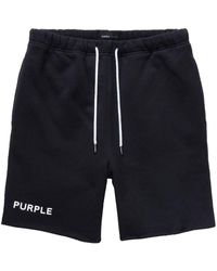 Purple Brand - Short de sport en coton à logo imprimé - Lyst
