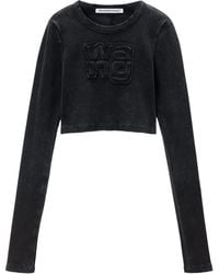 Alexander Wang - Logo-appliqué Long-sleeve T-shirt - Lyst