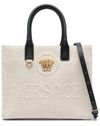 Versace - La Medusa Canvas & Leather Tote - Lyst