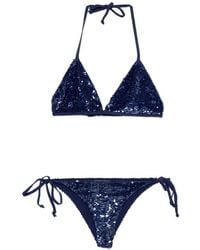 P.A.R.O.S.H. - Sequin-Embellished Halterneck Bikini - Lyst