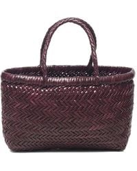 Dragon Diffusion - Flat Gora Leren Schoudertas Met Visgraatpatroon - Lyst
