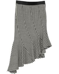 The Attico - Jupe Mi-Longue Asymétrique À Motif Pied-De-Poule - Lyst
