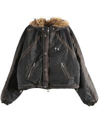 THUG CLUB - Three Riding Skull Faded Faux-Fur-Trim Jacket - Lyst