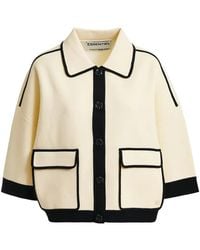 Essentiel Antwerp - Flower-Buttons Contrast-Trim Cardigan - Lyst