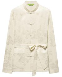 Shanghai Tang - Floral-Jacquard Belted Shirt - Lyst