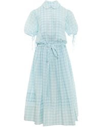 Lee Mathews - Josephine Gingham-Check Puff-Sleeve Midi Dress - Lyst