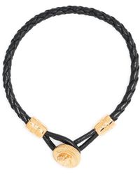 Versace - Medusa Biggie Braided Leather Bracelet - Lyst