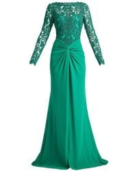 Tadashi Shoji - Lysandra Lace-Panelled Twist-Detail Gown - Lyst