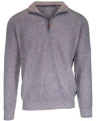 Kinross Cashmere - Ribbed Zip Sweater - Lyst