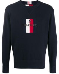 Tommy Hilfiger Logo Embroidered Jumper - Blue