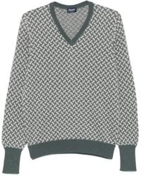 Drumohr - Trui Met Geometrisch Patroon En V-Hals - Lyst