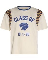 Valentino Garavani - Graphic-Print Striped-Sleeve T-Shirt - Lyst