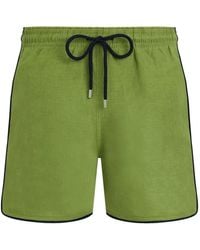 Vilebrequin - Drawstring Piped Linen Swim Shorts - Lyst