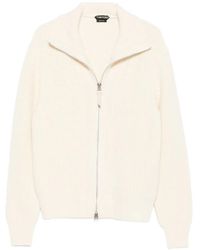 Tom Ford - Slim-fit Ribbed Wool And Mohair-blend Zip-up Cardigan - Lyst