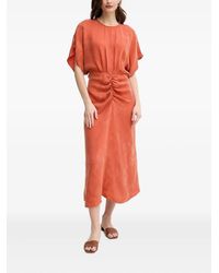INTROPIA - Textured Cinched Midi Dress - Lyst