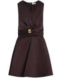 Elisabetta Franchi - Duchess Satin Dress With Jewel Detail - Lyst