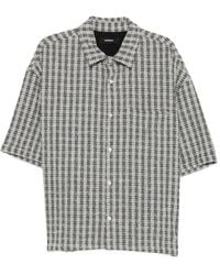 NAHMIAS - Check-Pattern Short-Sleeve Cropped Cotton Shirt - Lyst