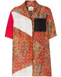 Burberry - Seidenhemd Mit Monogramm-Print - Lyst