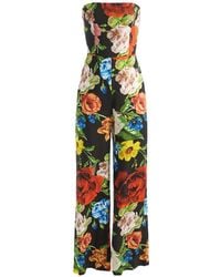 Alice + Olivia - Beatriz Floral-Print Strapless Jumpsuit - Lyst