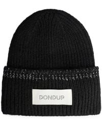 Dondup - Logo-Patch Ribbed-Knit Beanie Hat - Lyst