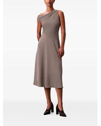 Calvin Klein One-shoulder Metallic Gown in White | Lyst