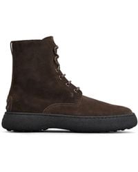 Tod's - W.g. Lace-up Suede Ankle Boots - Lyst